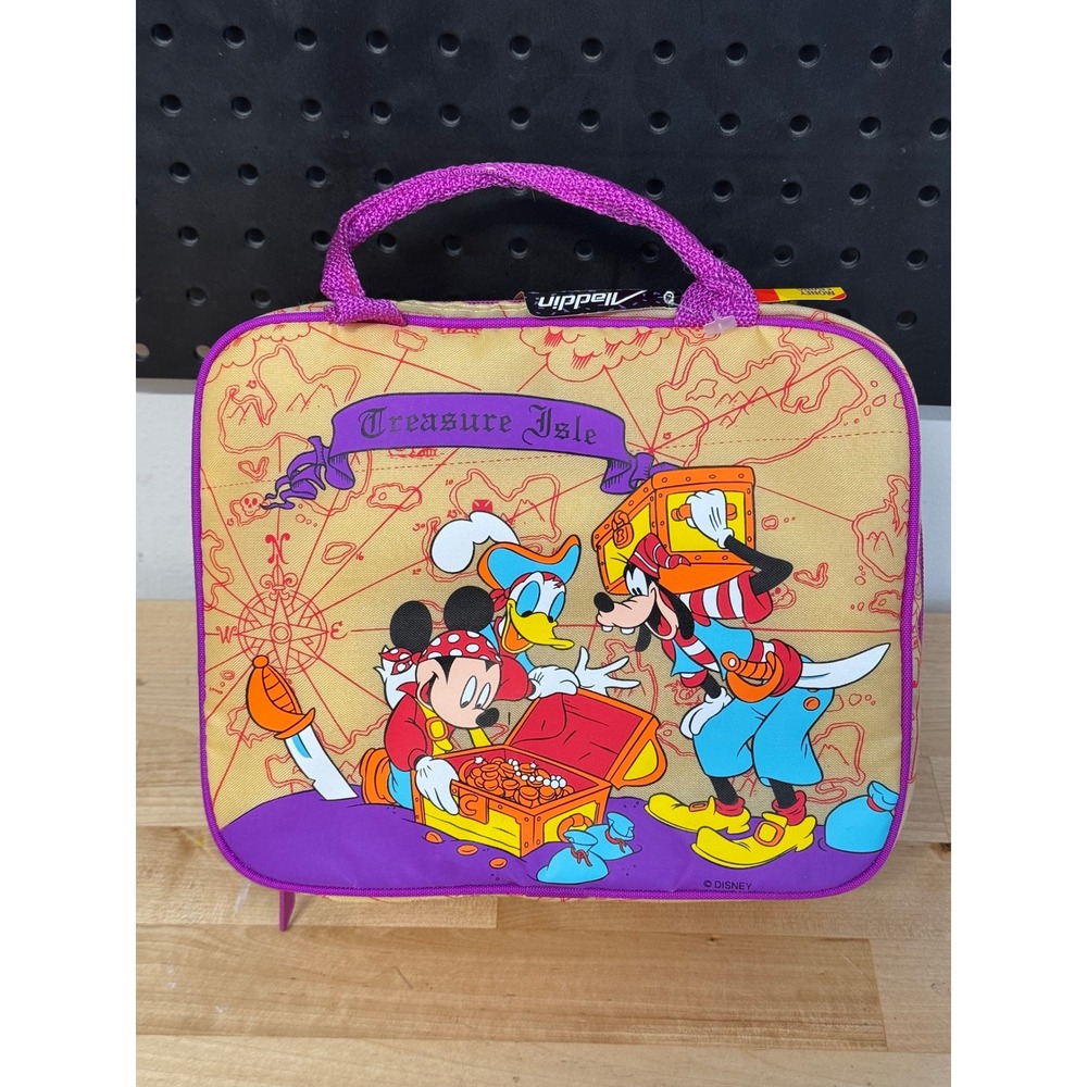 Vintage Aladdin Disney Mickey Mouse Treasure Isle Pirate Lunch Box with Bottle
